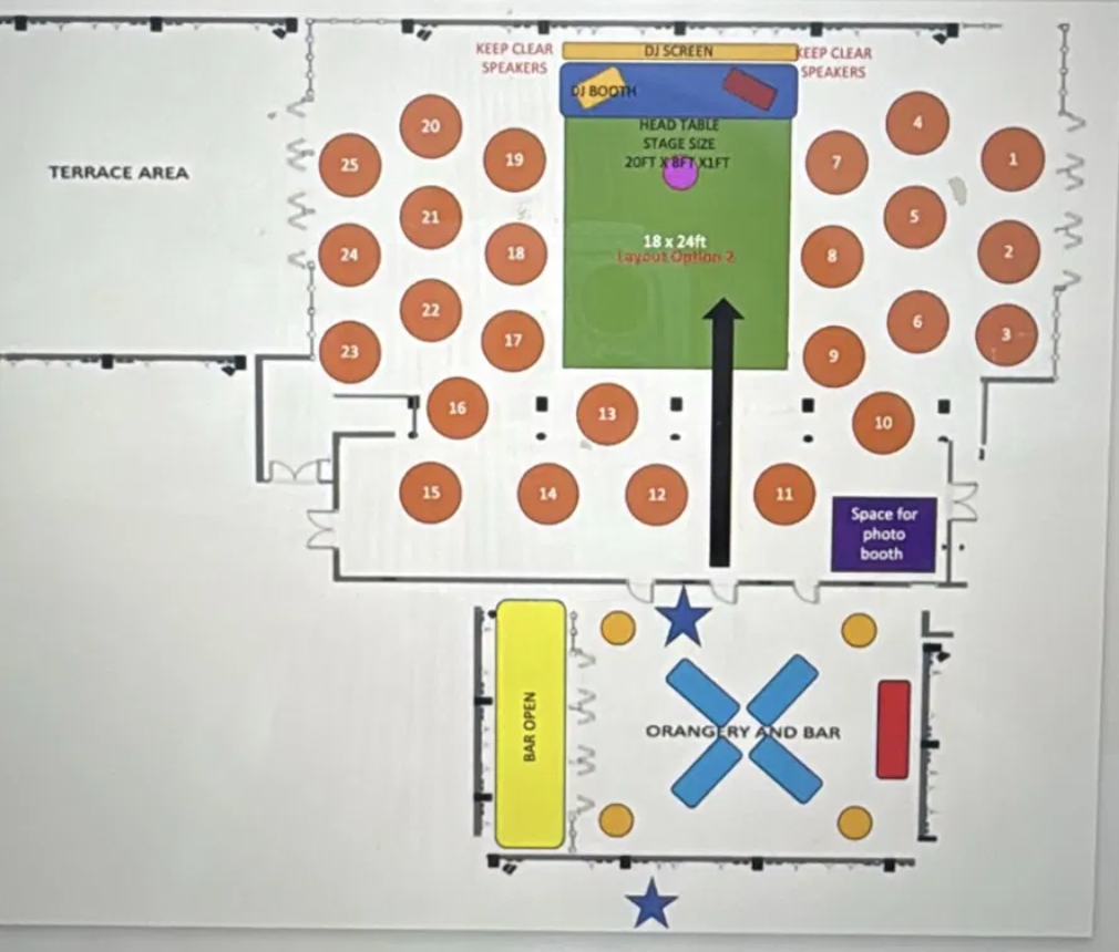 Wedding venue floor plan